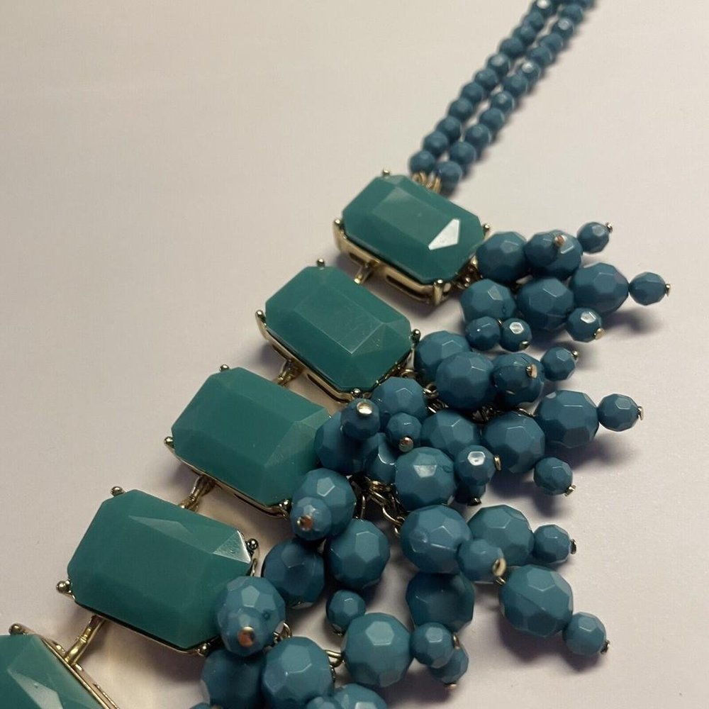 Signed T - Talbots Blue Beaded Statement Costume … - image 7